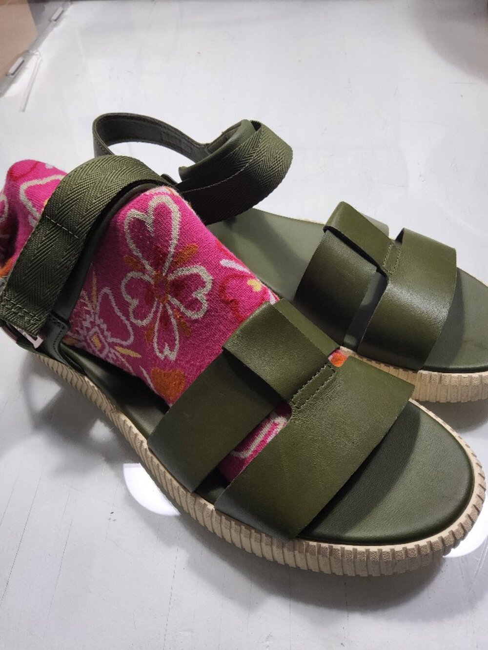 Sorel ONA AVE Women's Strap Sandal Green Leather US 10 MEW!